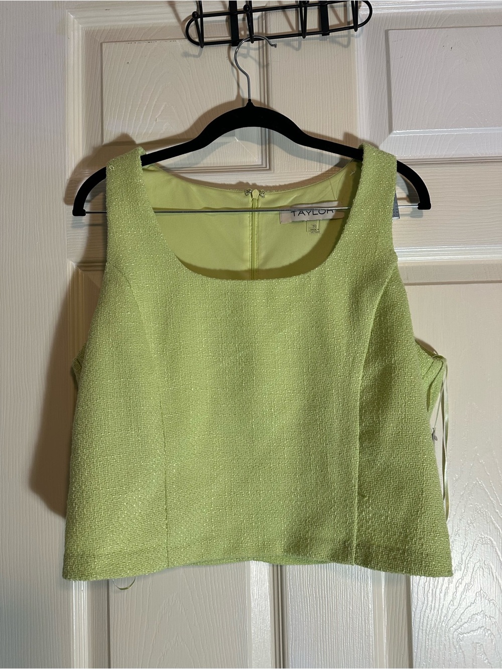 Taylor Bright Lime Green Sleeveless Crop Shell